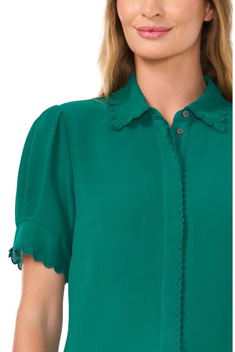Scallop Trim Button-Up Shirt, Alternate, color, LUSH MEADOW