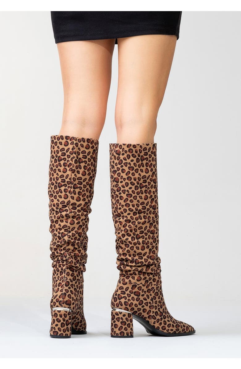 Prologue Shoes Vianella Block Heel Knee High Boot, Alternate, color, Leopard Faux Leather