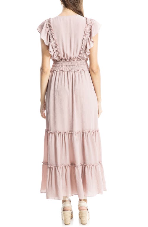 MAX STUDIO MAX STUDIO PEBBLE CREPE FLUTTER SLEEVE MAXI DRESS 