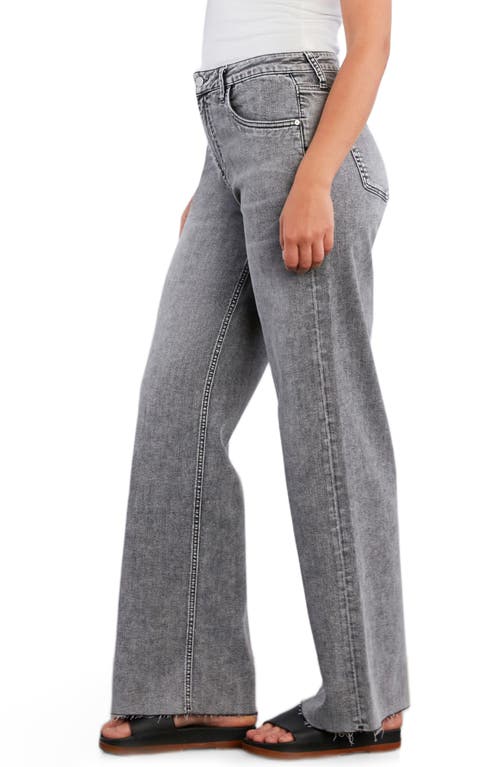Hint Of Blu Raw Hem Wide Leg Jeans In Black