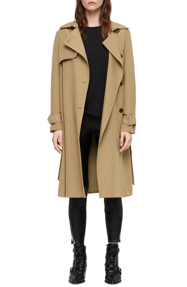 AllSaints Myla Trench Coat, Main, color, 