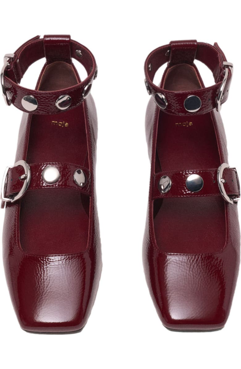 maje Studded leather Mary Jane flats, Alternate, color, Burgundy