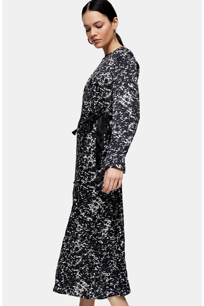 Tie Tent Long Sleeve Midi Dress, Alternate, color, BLACK MULTI