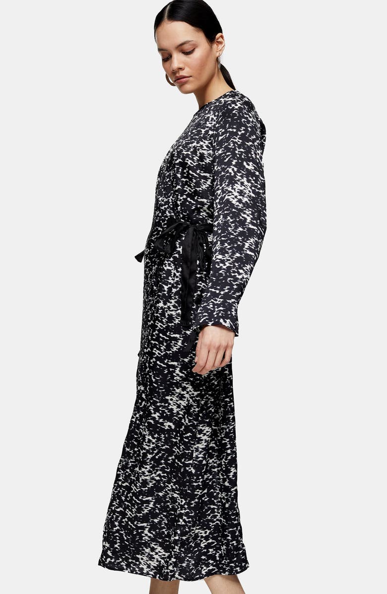 Topshop Boutique Tie Tent Long Sleeve Midi Dress, Alternate, color,