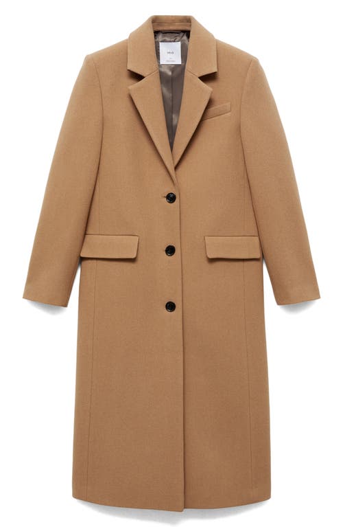 Mango Tailored Wool Blend Coat In Medium Brown