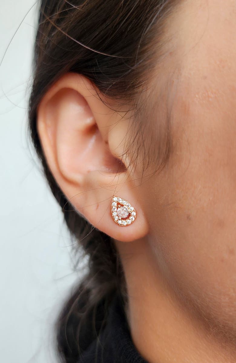 Adornia 14K Rose Gold Plated Crystal Pear Stud Earrings, Alternate, color, 