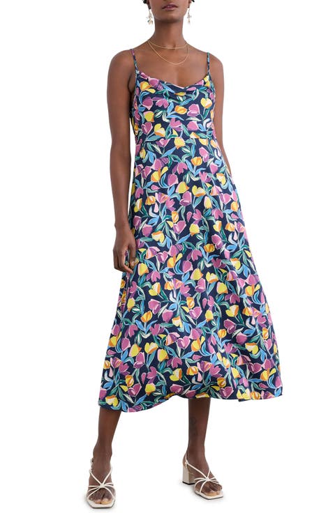 Housel Bay Print Satin Midi Dress