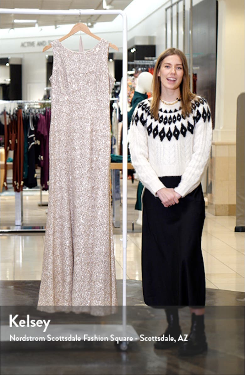 Sequin Trumpet Gown with Shawl, sales video thumbnail