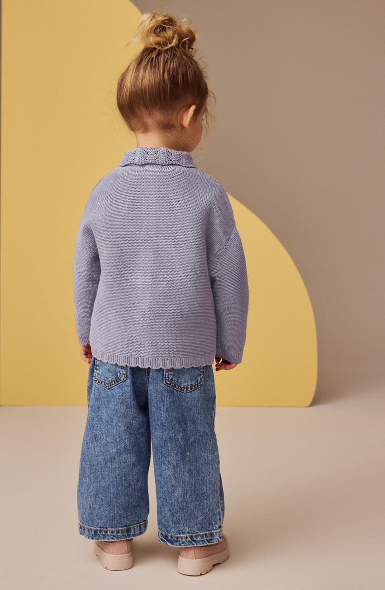 NEXT Kids' Floral Embroidered Cotton Cardigan, Alternate, color, Blue