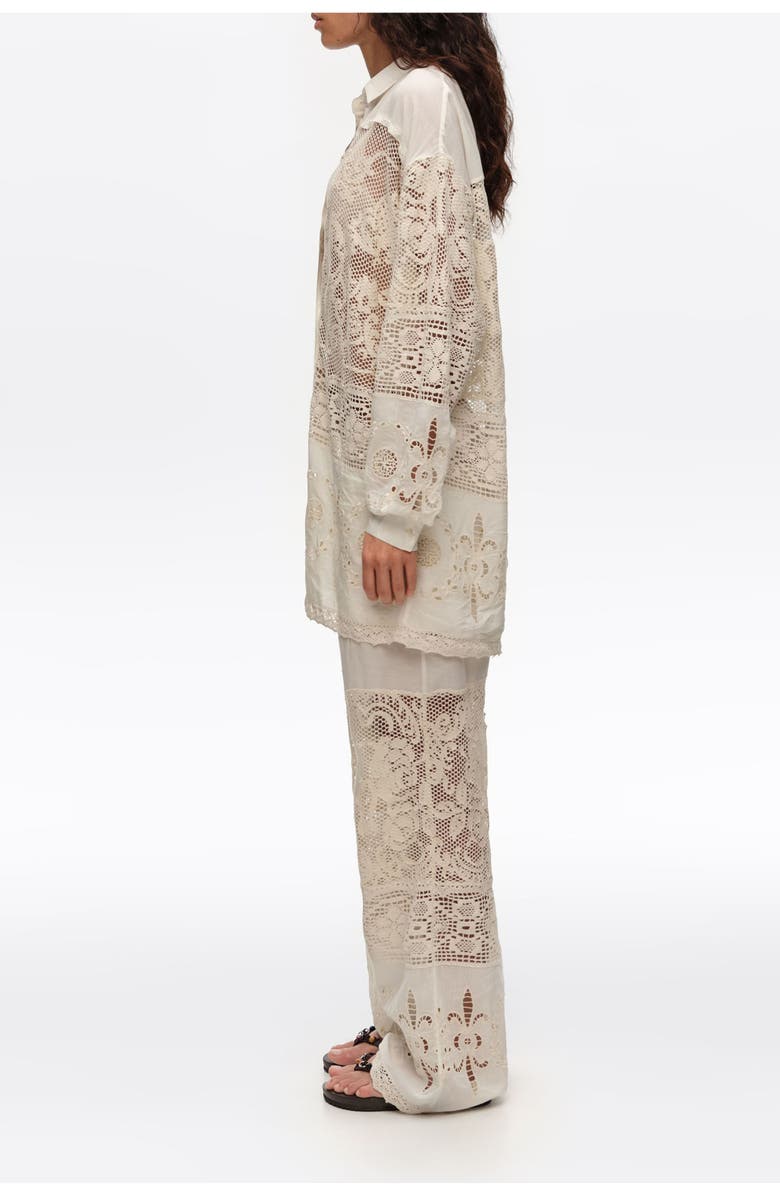 Bimba y Lola Trousers With Embroidery And Openwork, Alternate, color, Ecru