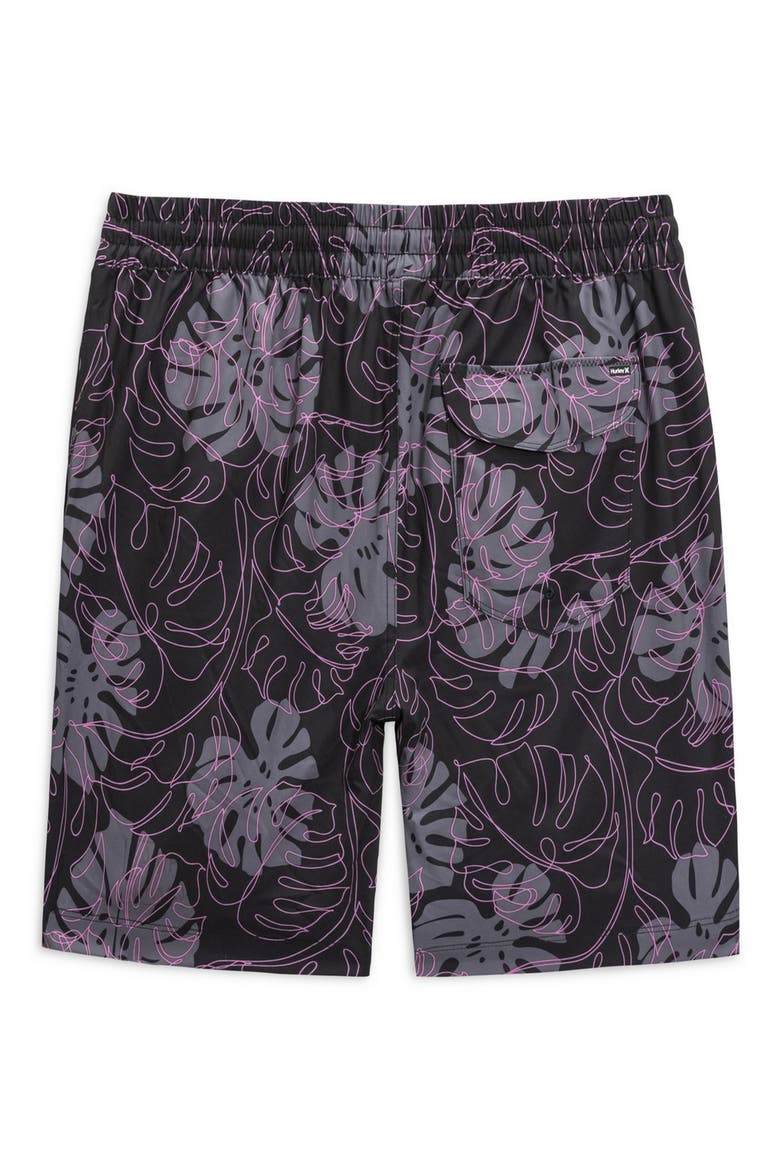 Leaf Volley Swim Trunks, Alternate, color, BLACK