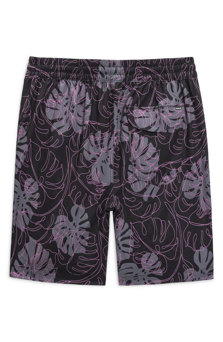 Hurley Leaf Volley Swim Trunks, Alternate, color, Black