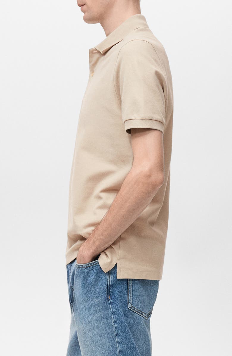MANGO Regular Fit Cotton Pique Knit Polo, Alternate, color, Ecru