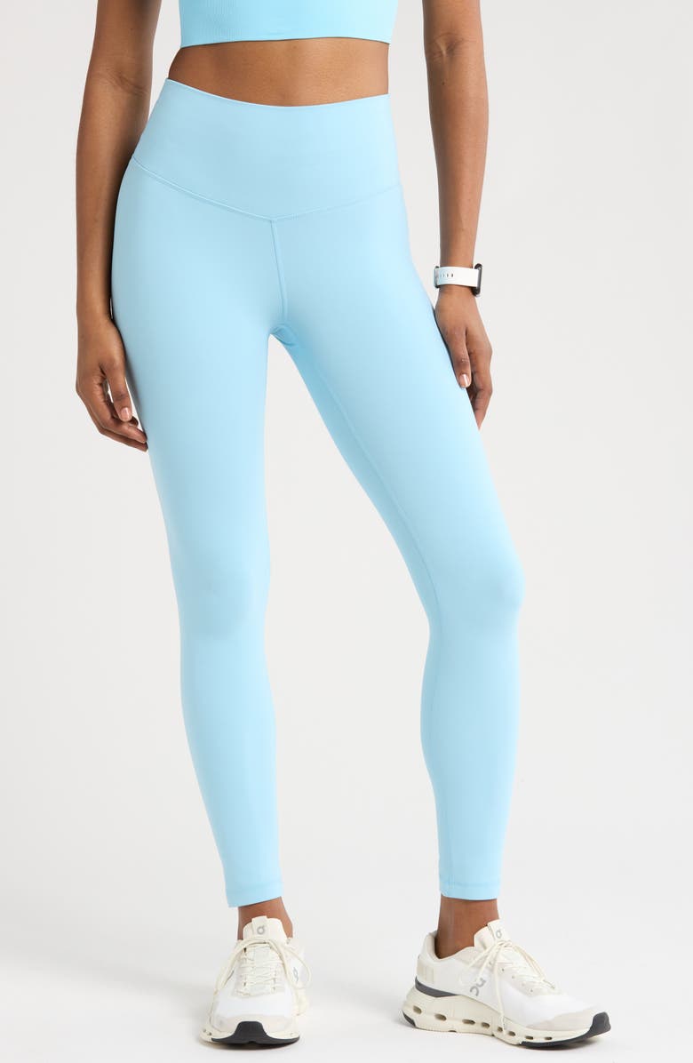 Zella Studio Luxe High Waist 7/8 Leggings, Main, color, Blue Sky