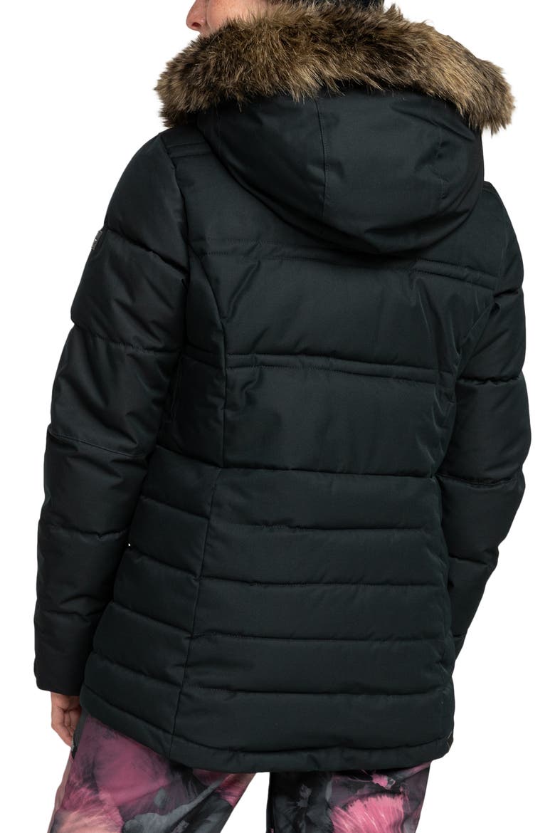 Quinn Durable Water Repellent Snow Jacket with Faux Fur Hood, Alternate, color, TRUE BLACK
