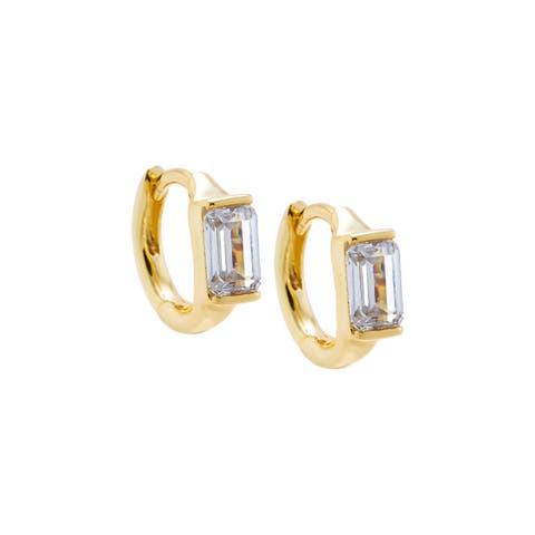 CZ Baguette Embedded Huggie Earring