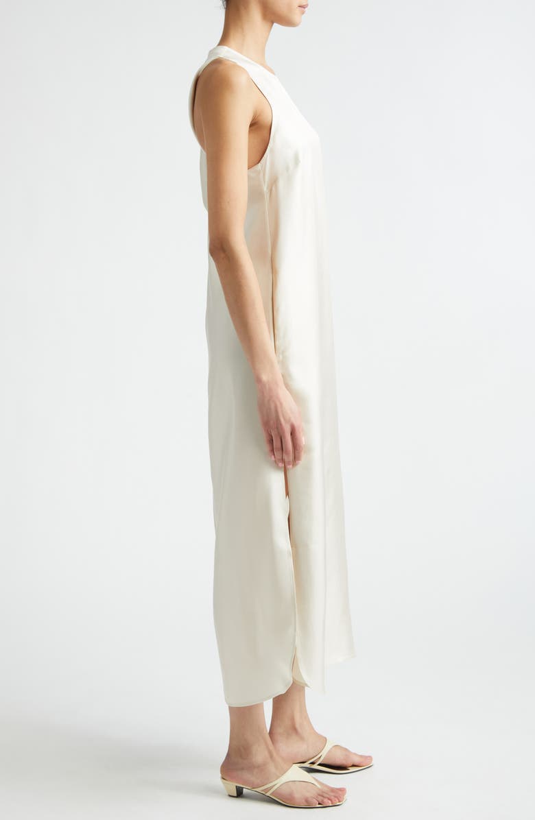 LOULOU DE SAISON Paloma Twist Detail Silk Twill Dress, Alternate, color, Ivory