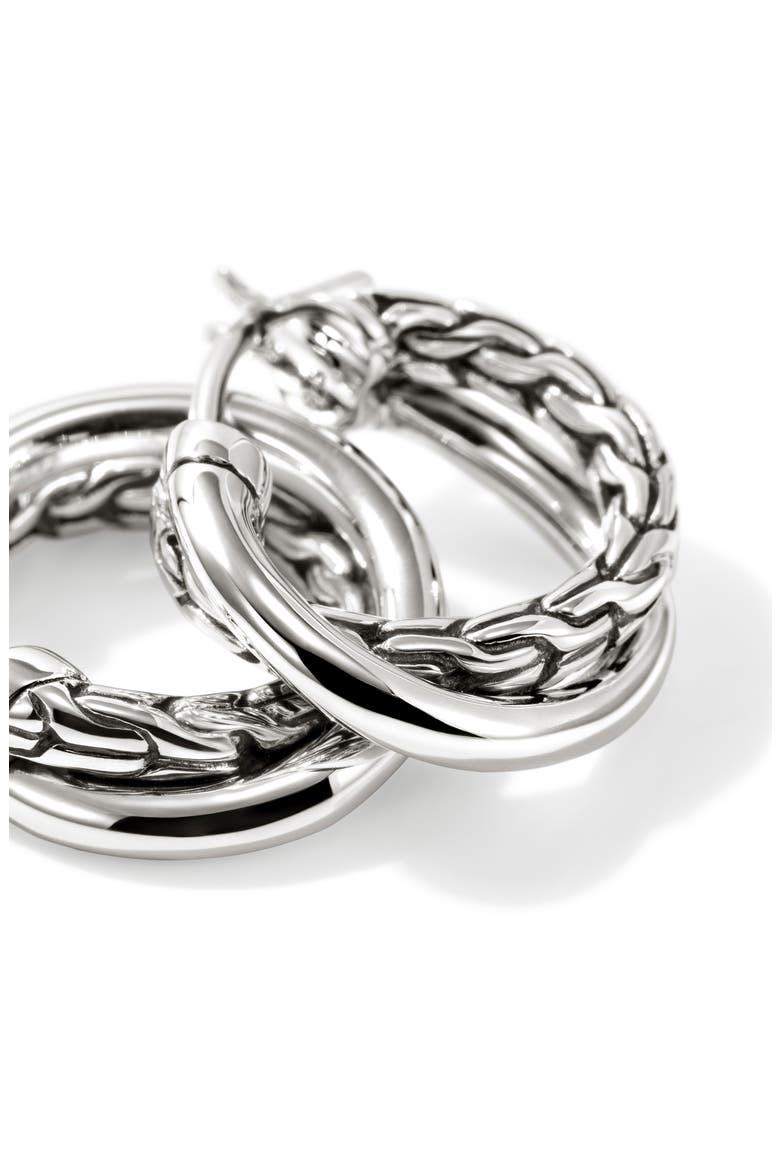 JH Essentials Crossover Hoop Earrings, 15mm, Alternate, color, SILVER