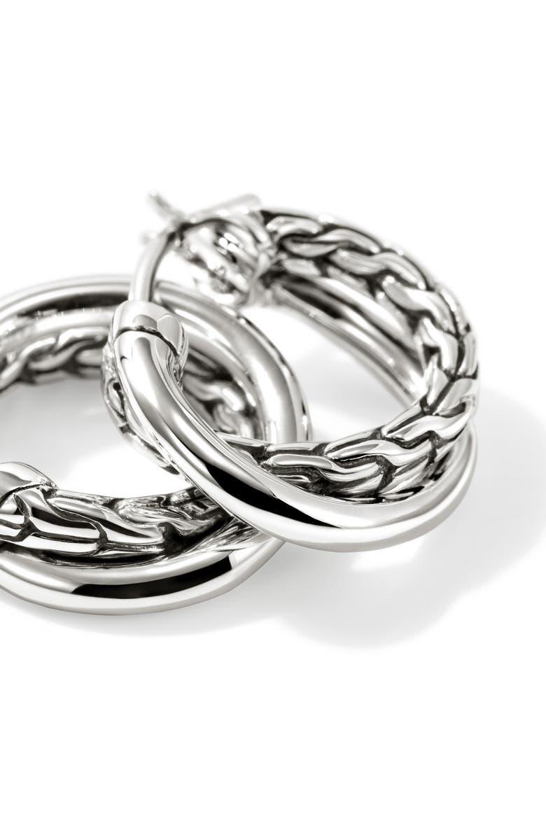 John Hardy JH Essentials Crossover Hoop Earrings, 15mm, Alternate, color, Silver