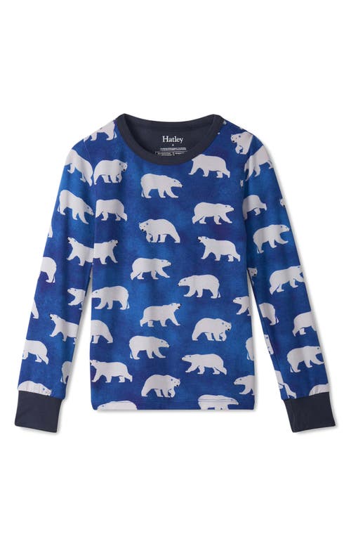 Hatley Kids' Midnight Polar Bear Fitted Two-piece Pajamas In Multi