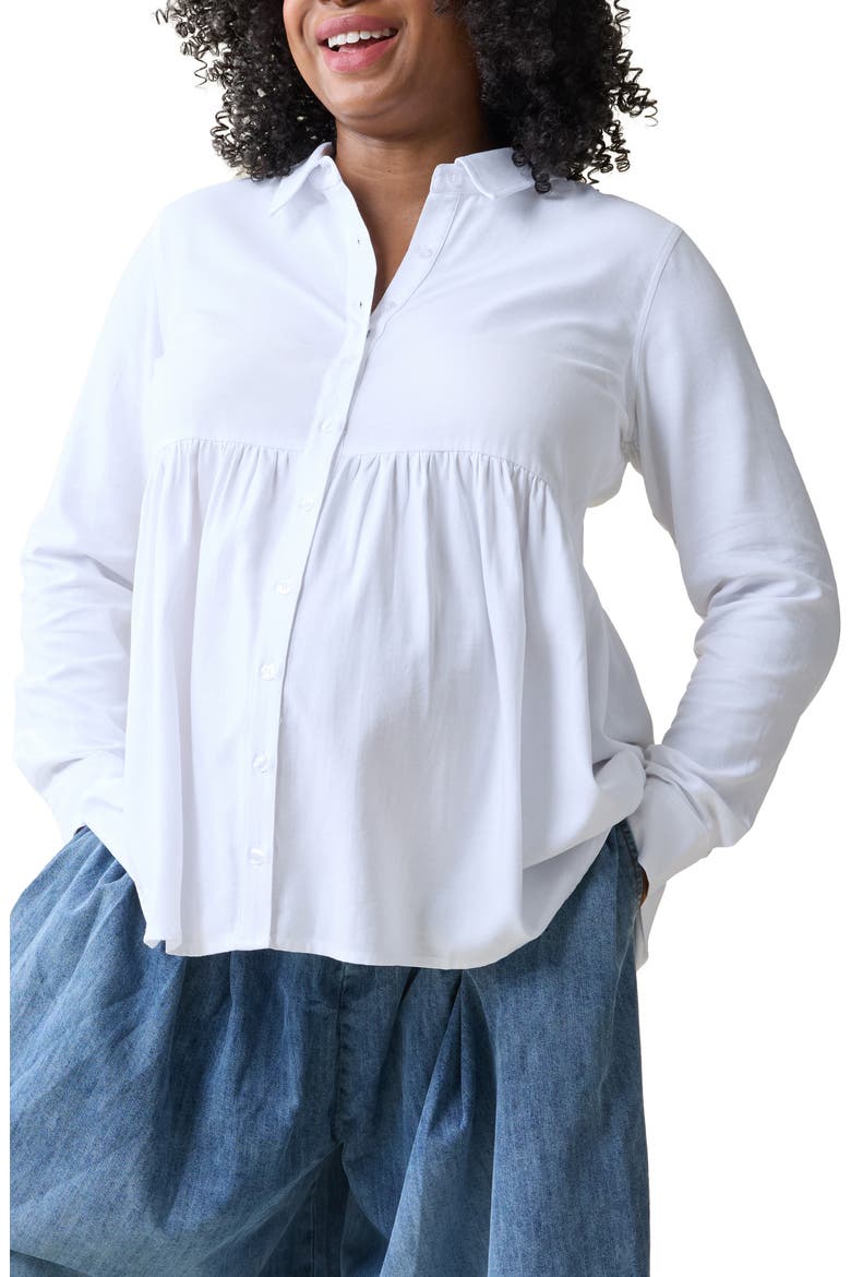 Button-Up Peplum Maternity Top, Main, color, WHITE