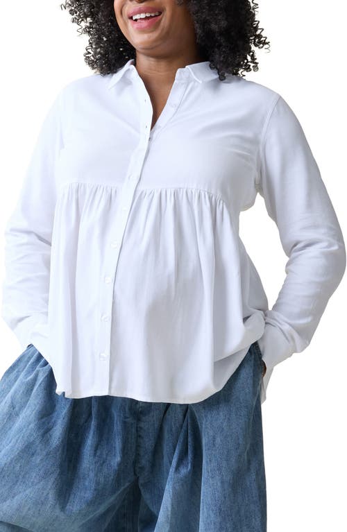 Ingrid & Isabel® Button-Up Peplum Maternity Top in White 