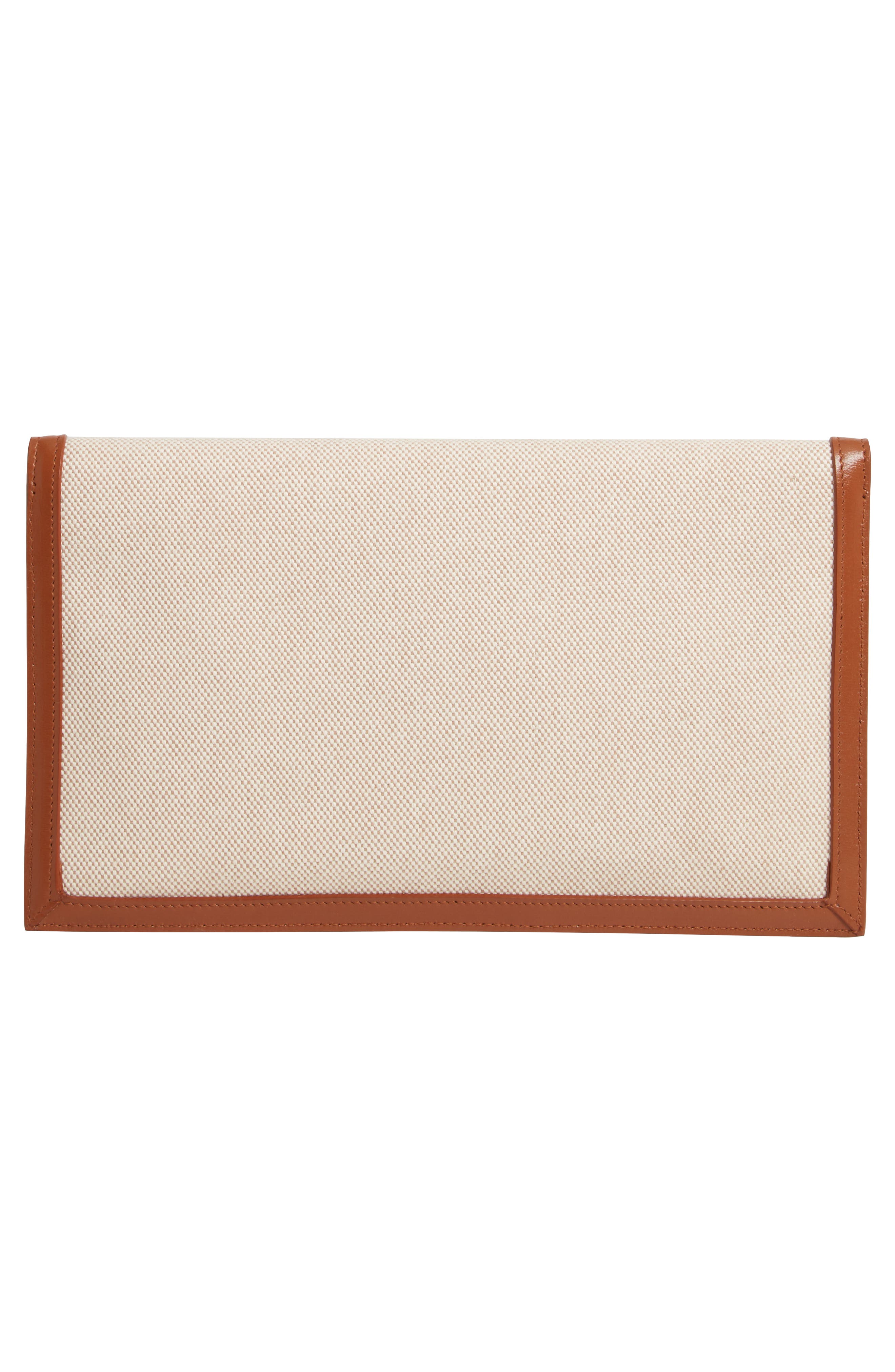 Saint Laurent Uptown Canvas & Leather Clutch, Alternate, color, 