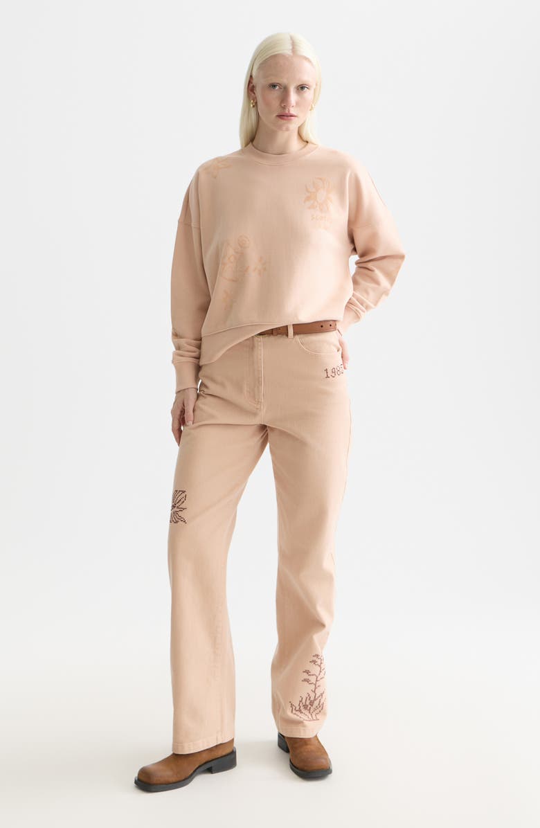 Scotch & Soda Logo Detail Cotton Sweatshirt, Alternate, color, Rose Dust