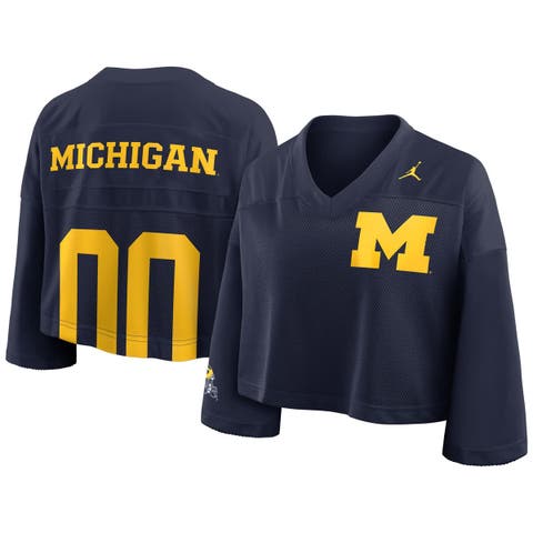 Women's Jordan Brand Navy Michigan Wolverines Cropped Mesh Dri-FIT Fashion Jersey