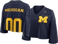 Jordan Brand Women's Jordan Brand Navy Michigan Wolverines Cropped Mesh Dri-FIT Fashion Jersey