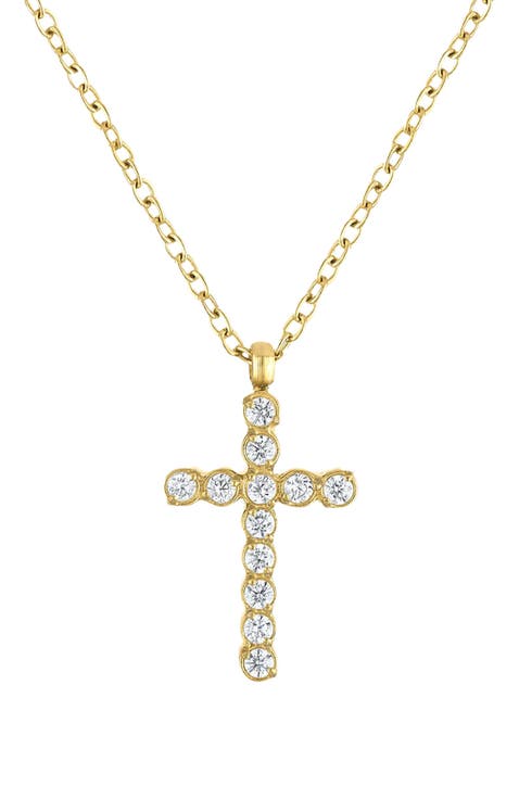 Dainty Bezel Cubic Zirconia Cross Necklace