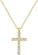 BEN ONI Dainty Bezel Cubic Zirconia Cross Necklace