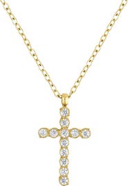 BEN ONI Dainty Bezel Cubic Zirconia Cross Necklace