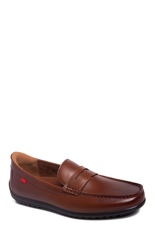 John Street Hands Free Technology Leather Slip on Penny Loafer, Main, color, Cognac Napa Leather