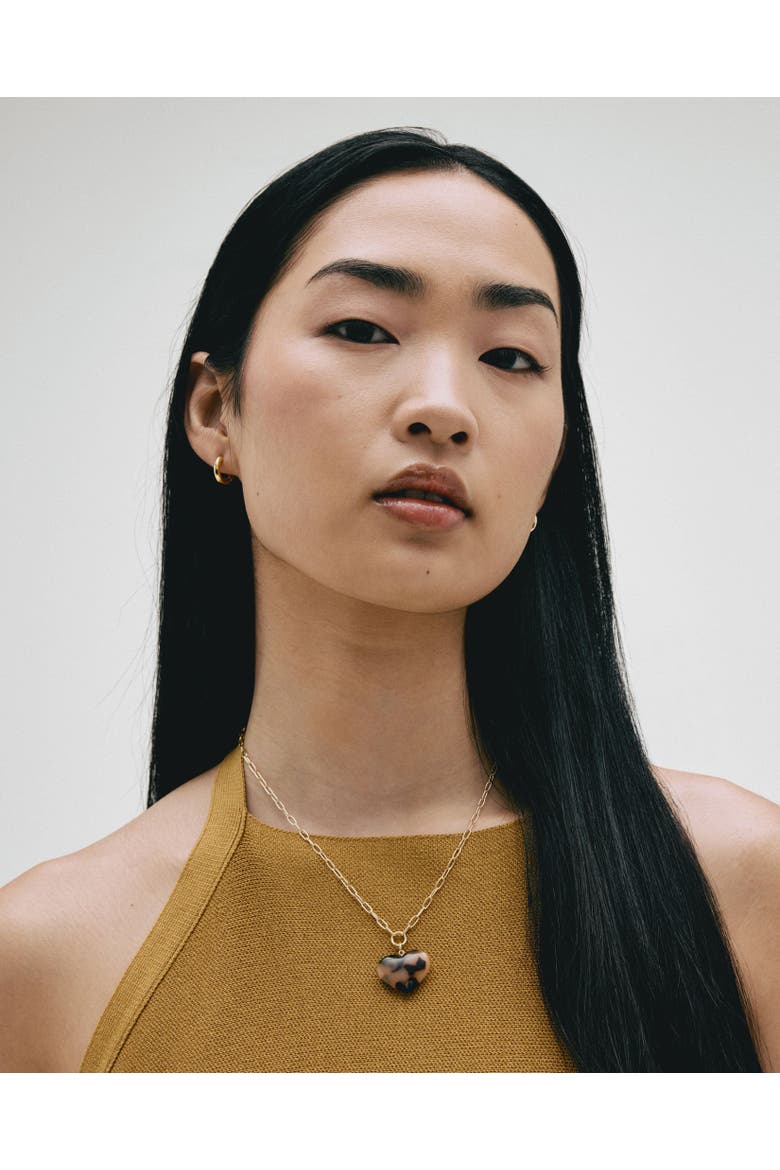 Midi Heart Pendant Necklace, Alternate, color, Blonde Tortoise