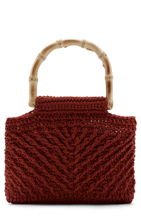 Braided Bamboo Handle Handbag