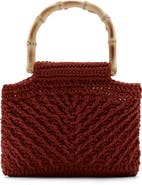 MANGO Braided Bamboo Handle Handbag