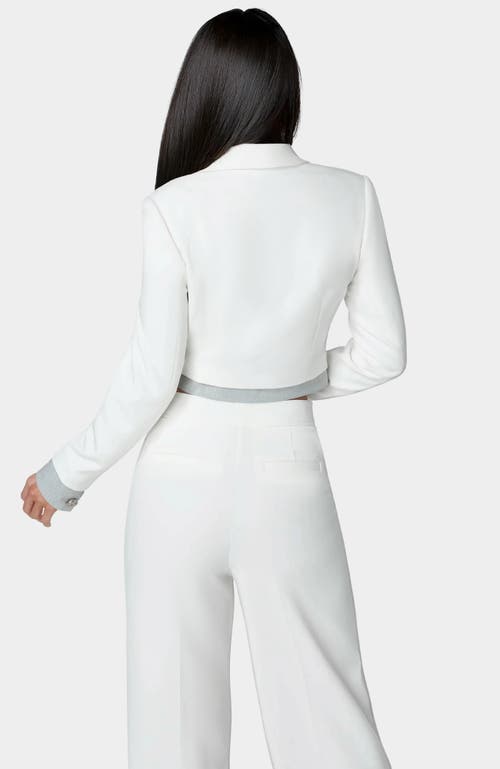 Bebe Cropped Eyelet Blazer In White