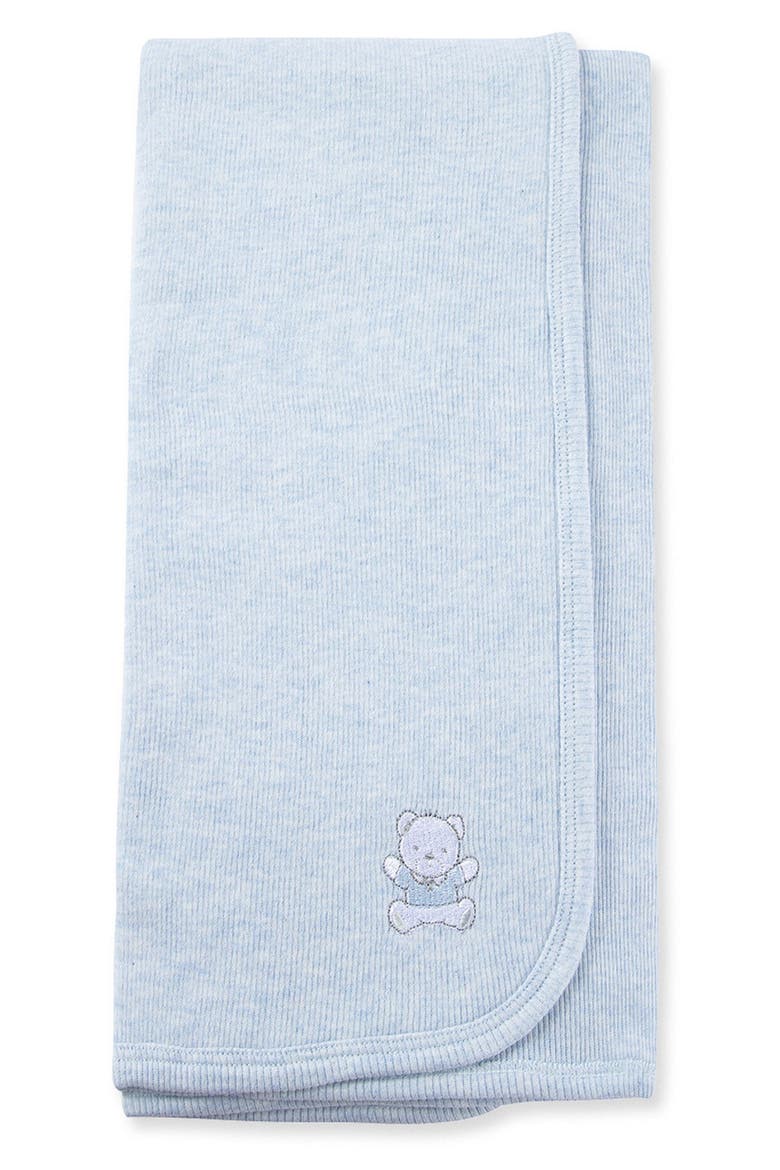 Blue Bear Embroidered Baby Blanket (Nordstrom Exclusive), Main, color, BLUE