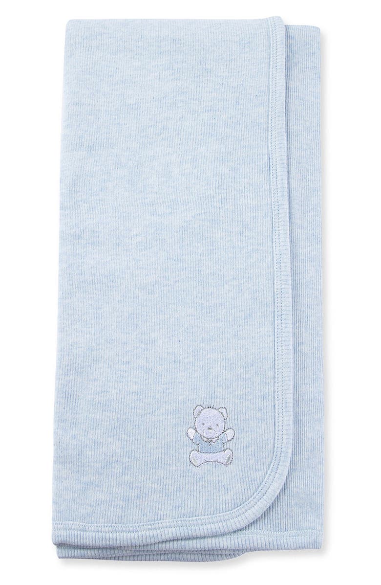 Little Me Blue Bear Embroidered Baby Blanket, Main, color, Blue