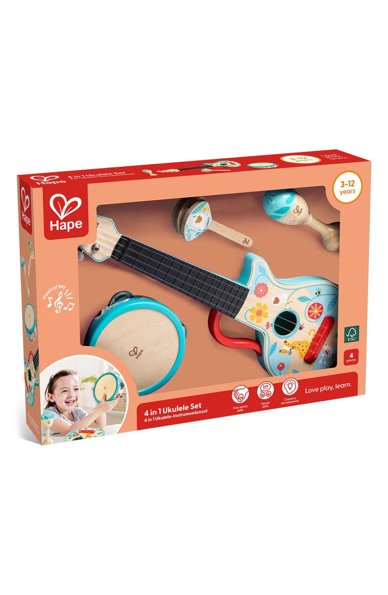 Hape 4-in-1 Ukelele Music Set, Alternate, color, Multi