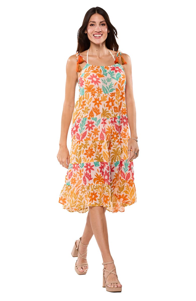 RANEES Floral Print Maxi Dress, Alternate, color, Orange