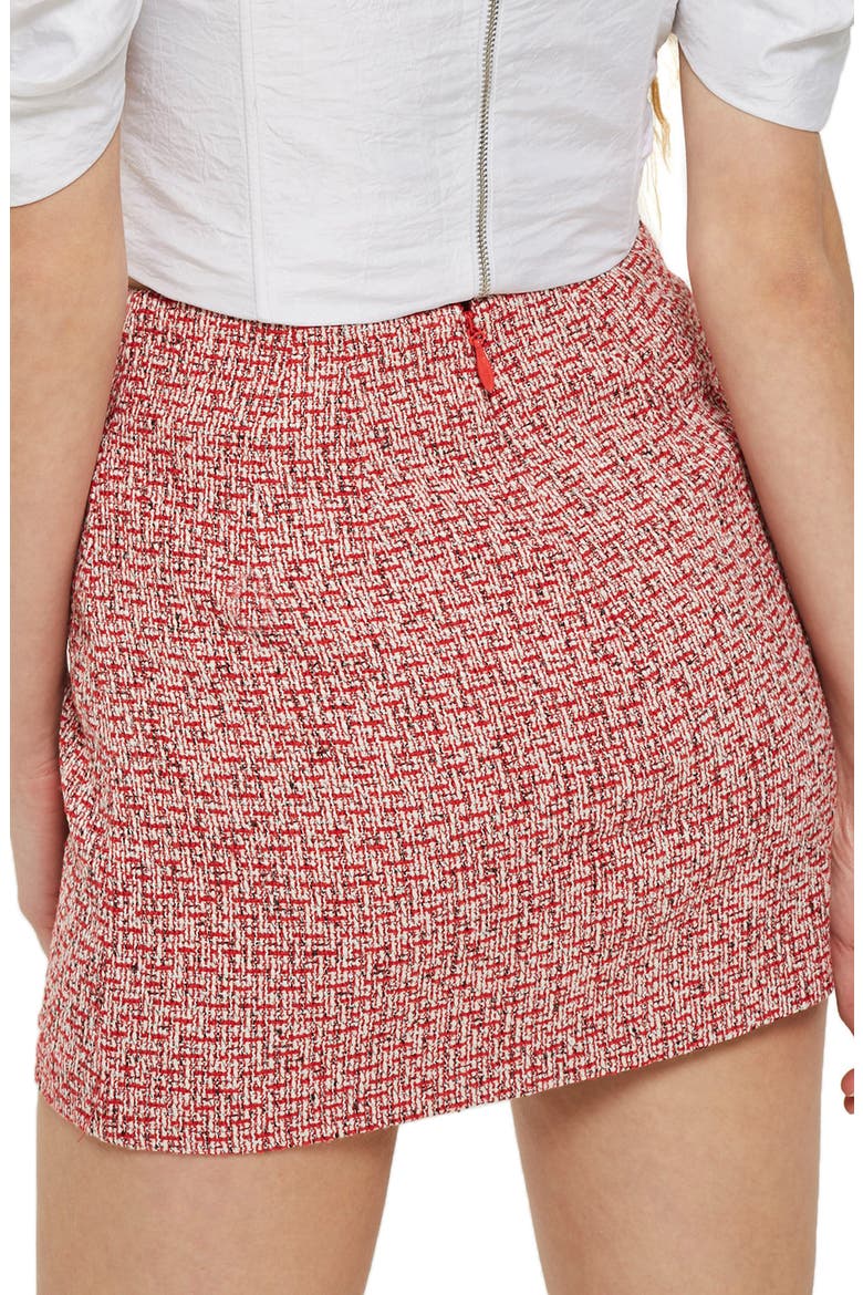 Boucle Asymmetrical Wrap Miniskirt, Alternate, color, RED MULTI