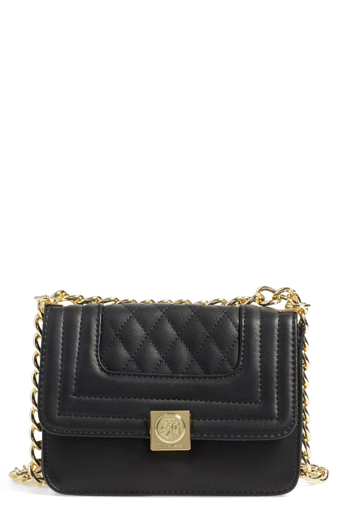 'Galaxie' Quilted Convertible Crossbody Bag, Main, color, BLACK