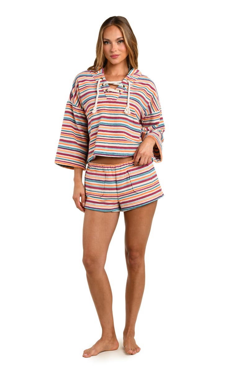 L'AGENCE Amiya Cotton Terry Cover-Up Shorts, Alternate, color, Pink Multi
