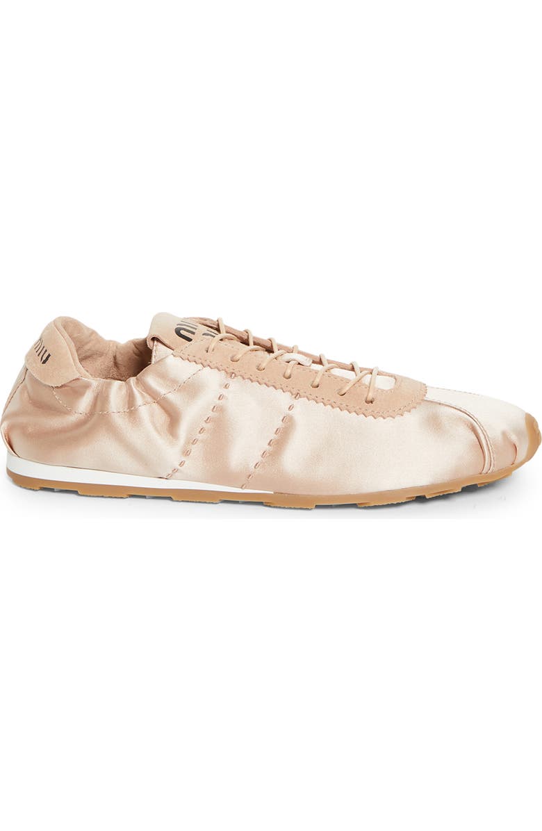 Miu Miu Plume Satin Low Top Sneaker, Alternate, color, Cipria
