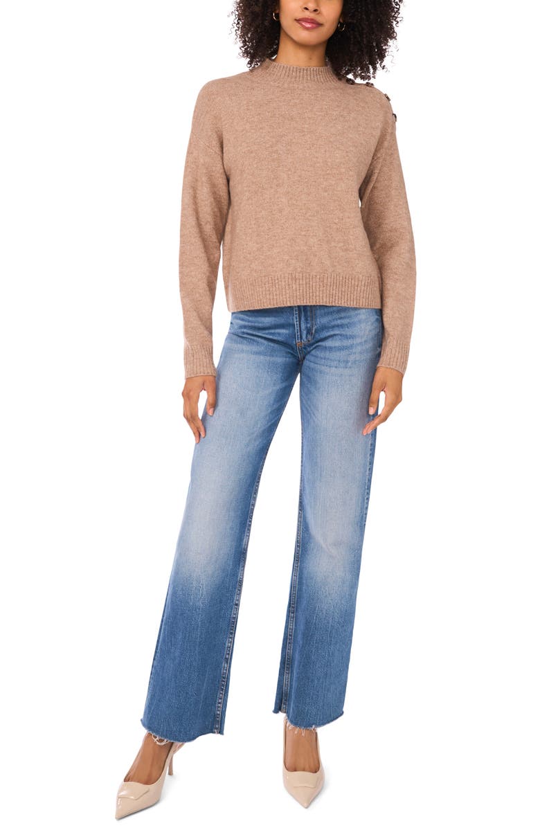 1.STATE Mock Neck Shoulder Button Sweater, Alternate, color, Taupe