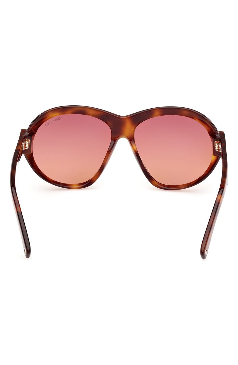 TOM FORD Inger 59mm Round Sunglasses, Alternate, color, Havana / T Logo / Burgundy