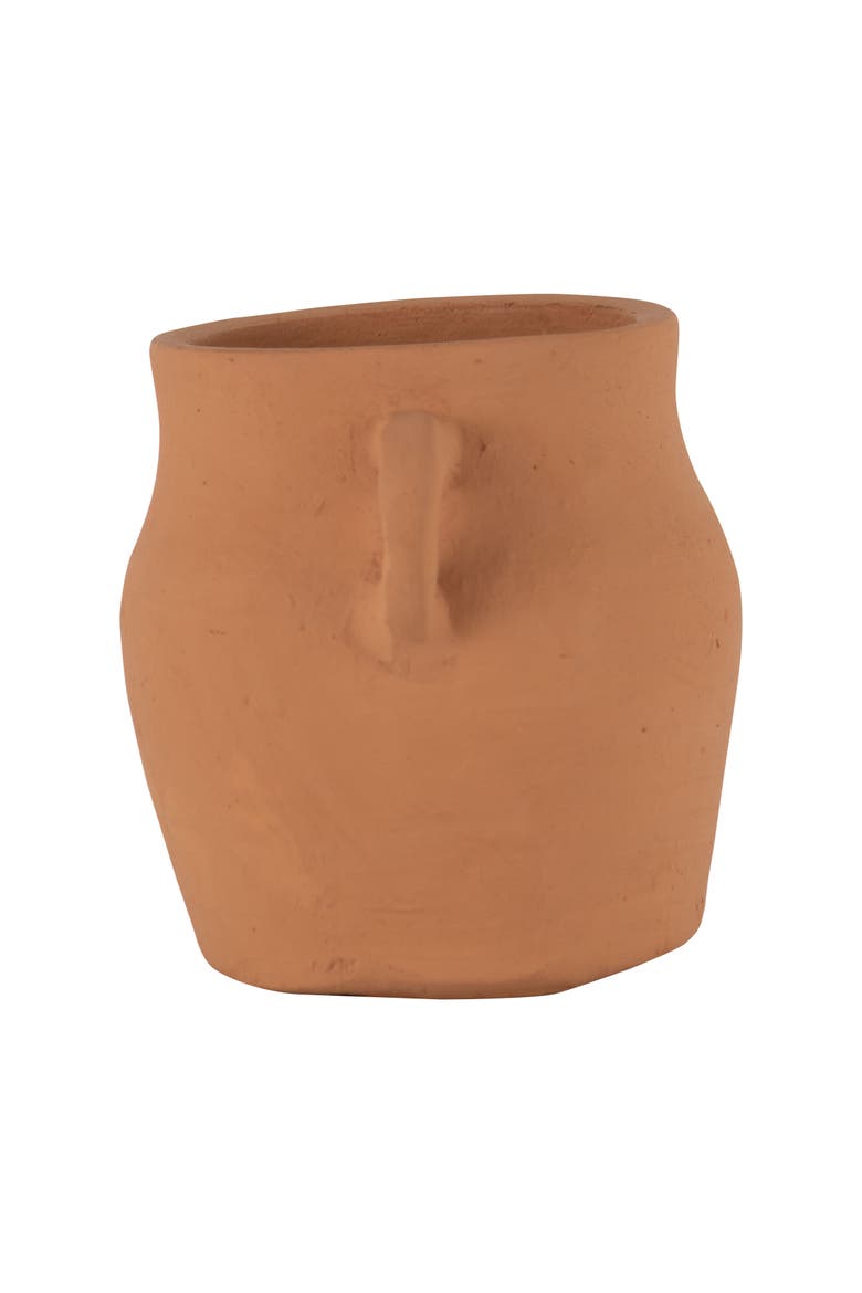 Natural Handthrown Terracotta Vase with Handles, Alternate, color, Brown