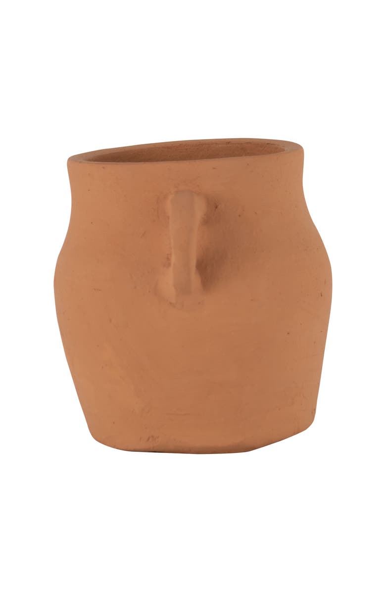 Foreside Home and Garden Natural Handthrown Terracotta Vase with Handles, Alternate, color, Brown